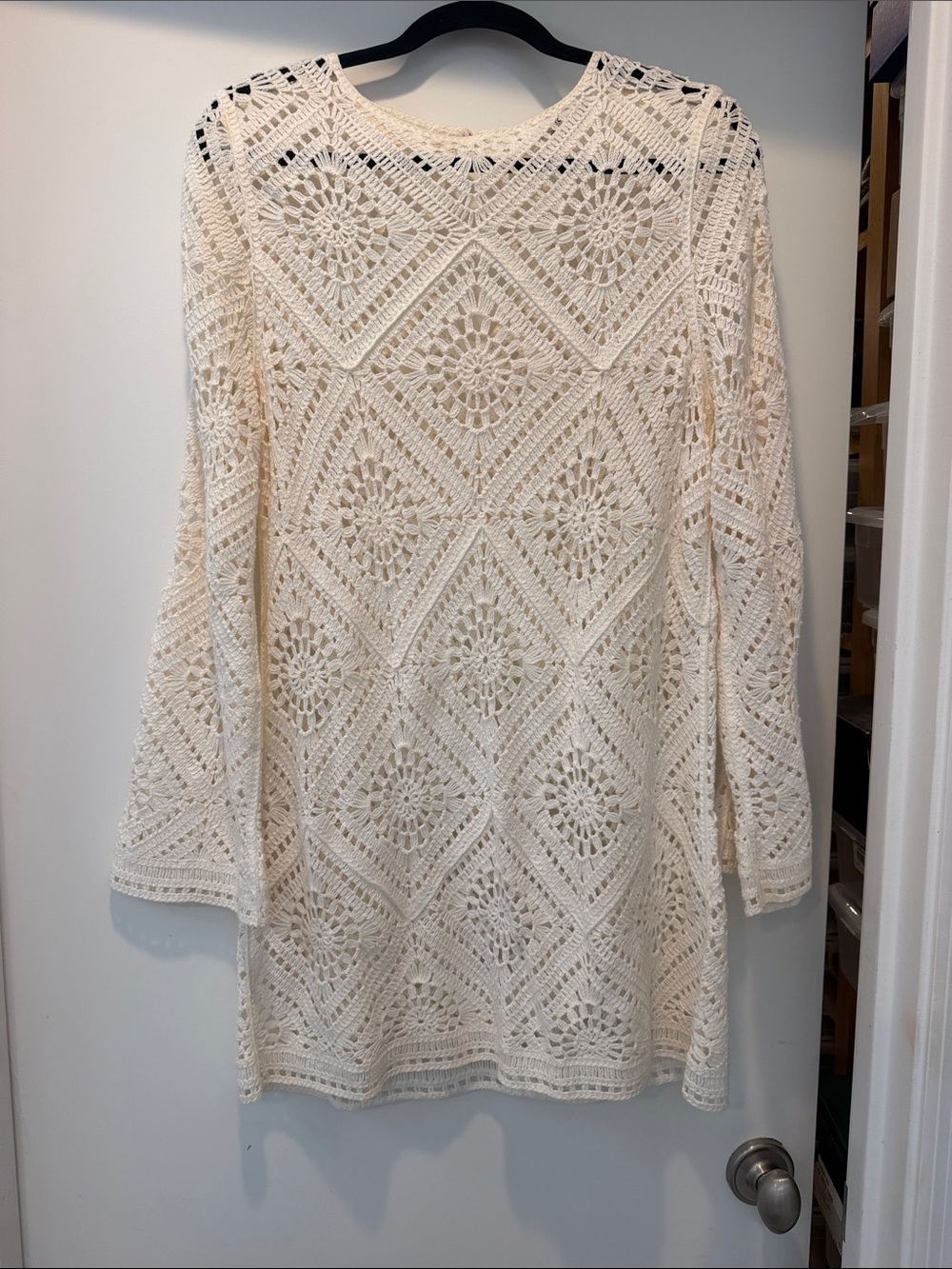 White Crochet Long-Sleeve dress - Picture 2 of 5
